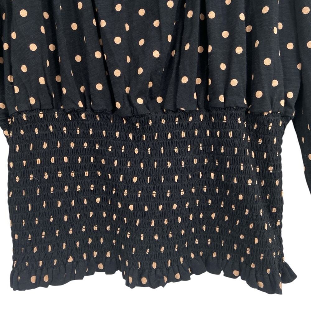 NWOT Whistles Black Spot Square Neck Shirred Top Large‎ - Picture 3 of 7
